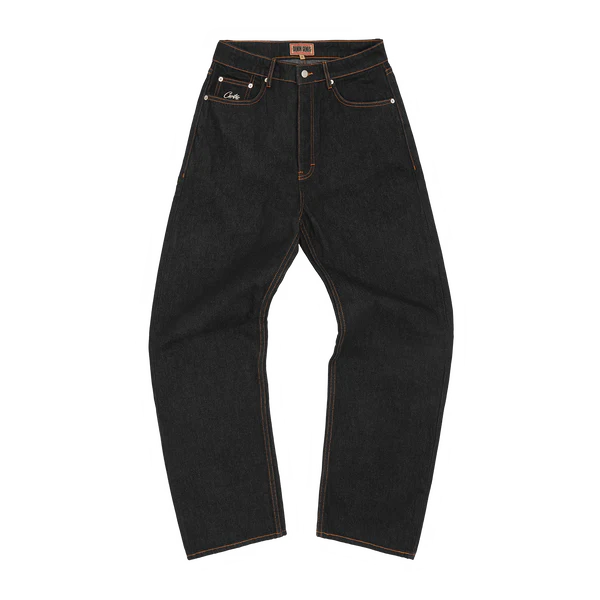 DUAL STRIPE BAGGY JEANS [BLACK WASH]