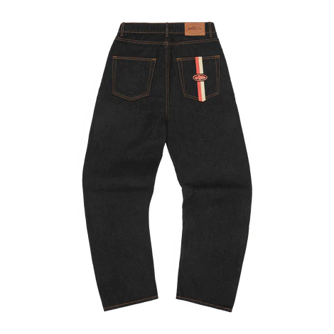 DUAL STRIPE BAGGY JEANS [BLACK WASH]